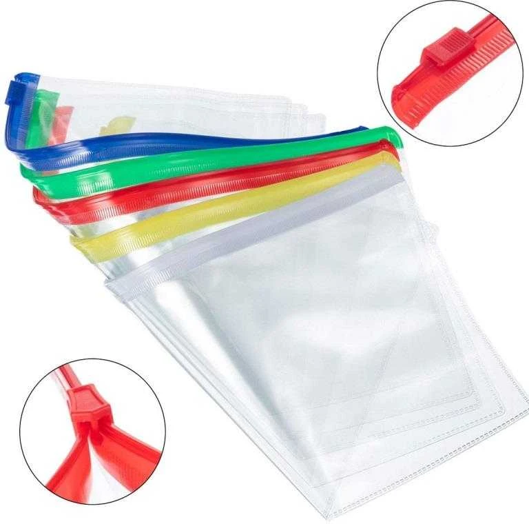 Plastikinis vokas su užtrauktuku ZIP POCKET, ErichKrause, A5, 140 mkr, skaidrus, su spalvotu užtrauktuku