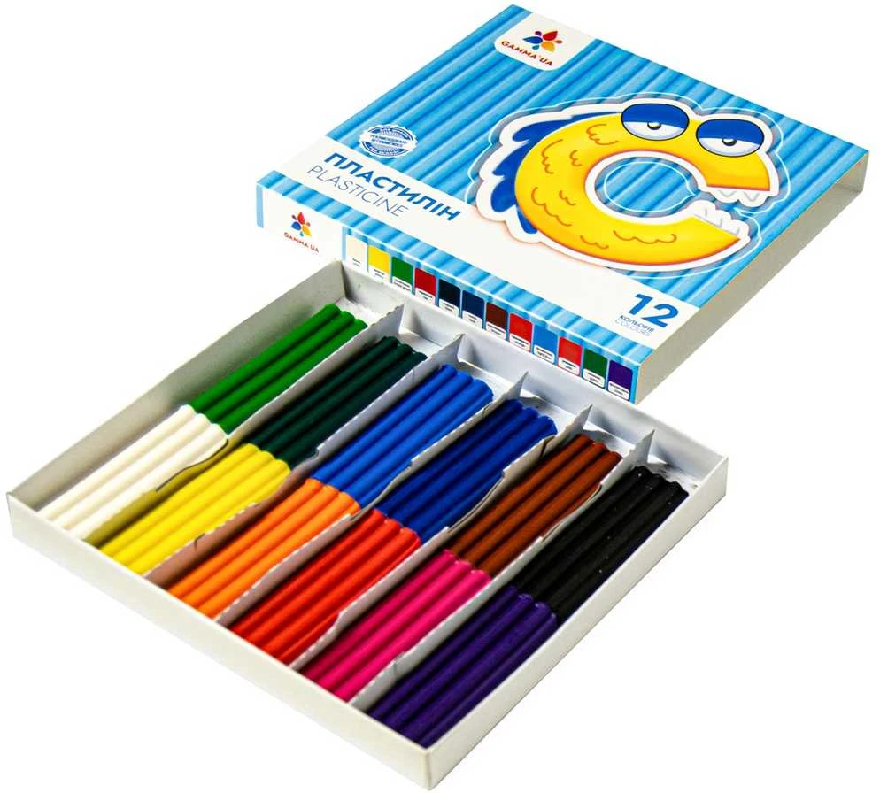 Plastilinas GAMMA'UA, 12 sp. po 12 g, su peiliuku