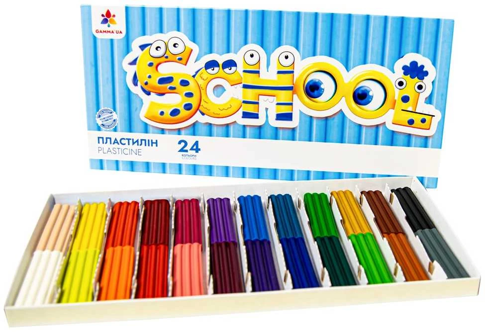 Plastilinas GAMMA'UA, 24 sp. po 12 g, su peiliuku