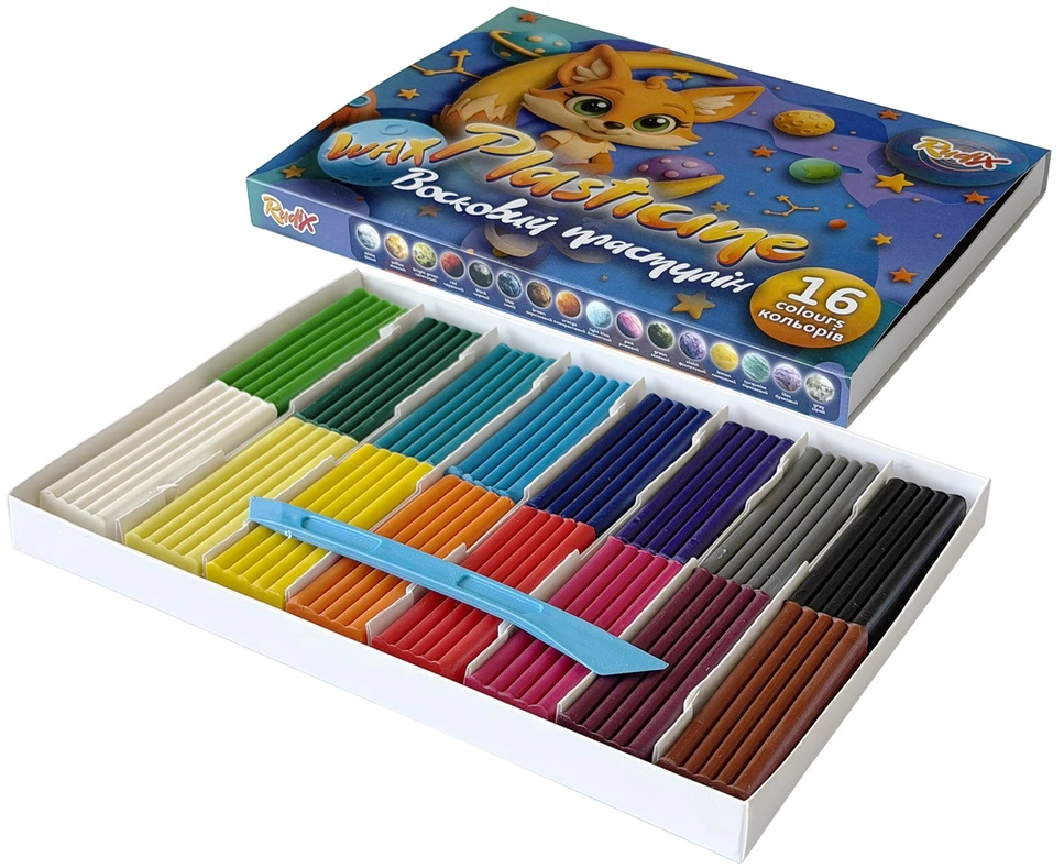 Plastilinas RUDIX, 16 sp. po 20 g, su peiliuku