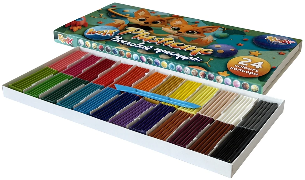 Plastilinas RUDIX, 24 sp. po 20 g, su peiliuku