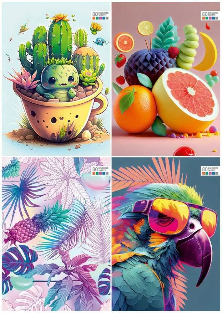 Sąsiuvinis COLOUR, A5, langeliais, 80 lapų, 70gsm, spalvotomis kraštinėmis