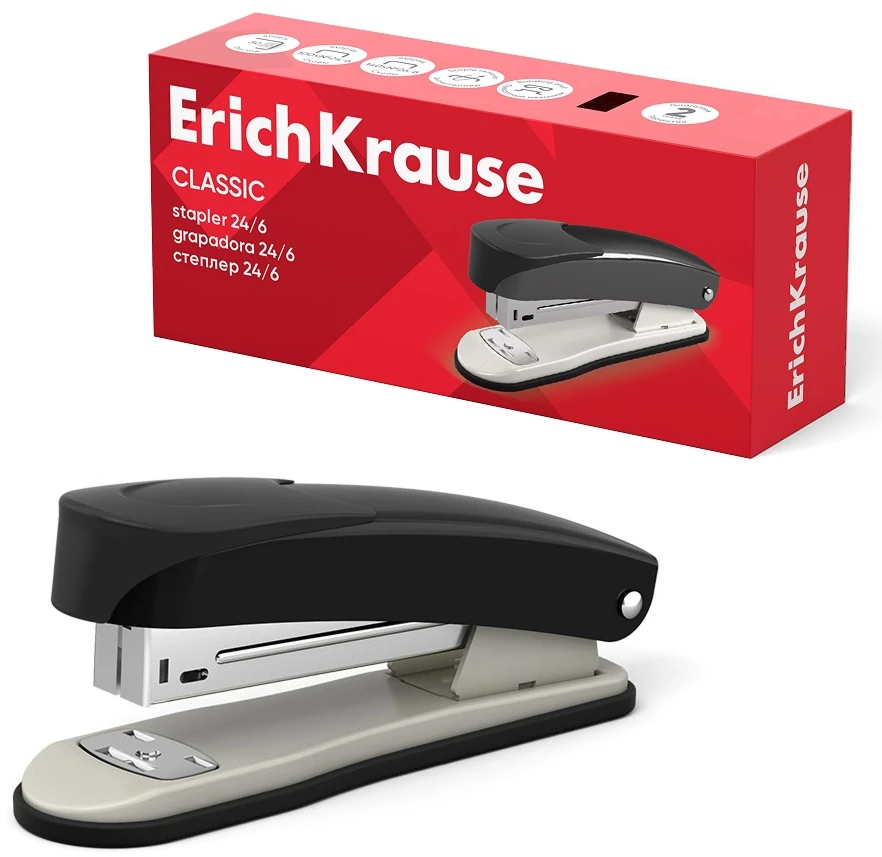 Segiklis CLASSIC, ErichKrause, Nr. 24/6, 26/6, sega iki 30 lapų, metalinis korpusas, juodos sp.