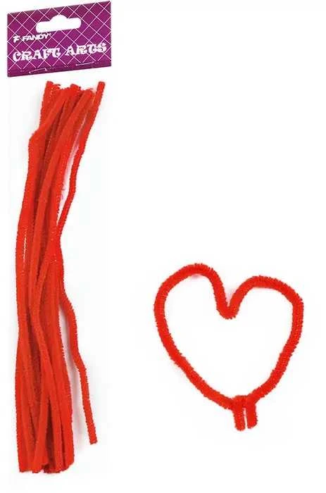 Šenilo vielos strypeliai CRAFT ARTS, Fandy, 6mm x 30cm, 15 vnt., raudonos sp.
