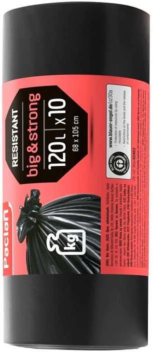 Plasta Šiukšlių maišai PACLAN, 120 litrų, 10 vnt., 35 mkr, LDPE plastikas, juodos sp.