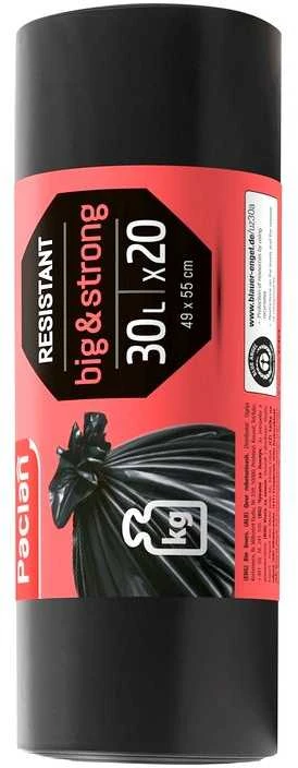 Šiukšlių maišai PLASTA, 30 L, 20 vnt., 25 mkr, LDPE, 50 x 49 cm, juodos sp.