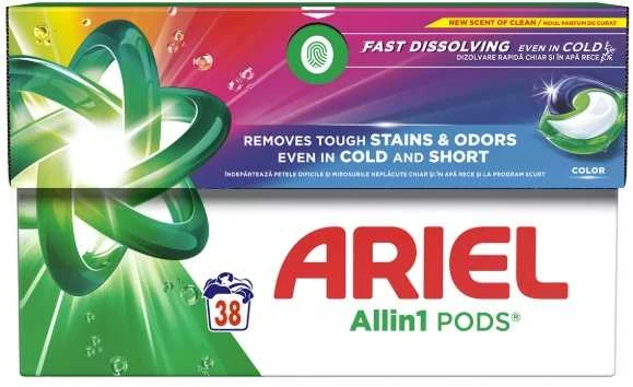 Skalbimo kapsulės ARIEL Allin1 Color, 38vnt.
