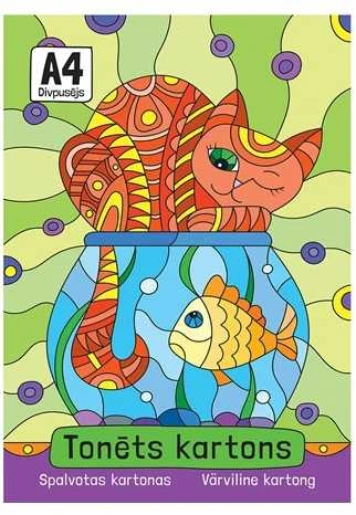 Spalvotas kartonas, A4, 8 sp., dvipusis, 230gsm