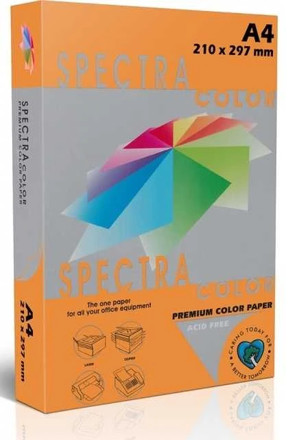 Spalvotas popierius SPECTRA COLOR, A4, 80gsm, 500 lapų, IT240 SAFFRON (intens. oranžinė sp.)