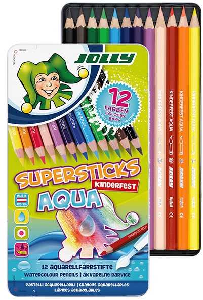 Spalvoti akvareliniai pieštukai AQUA, Jolly, 12 sp.