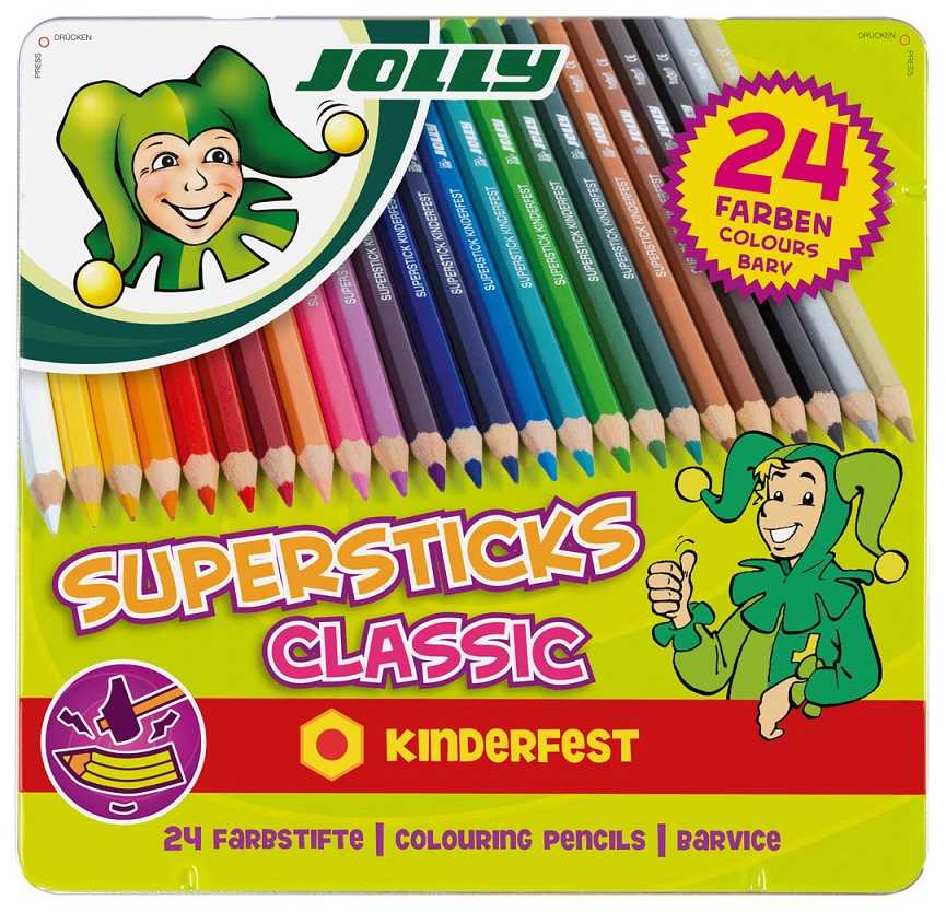 Bez Marki Spalvoti šešiabriauniai pieštukai Classic, Jolly, 24 spalvos