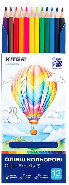 Spalvoti šešiabriauniai pieštukai CLASSIC, Kite, 12 sp.