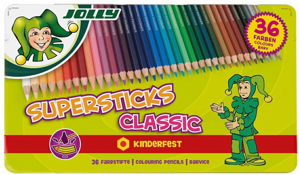 Spalvoti šešiabriauniai pieštukai Classic, Jolly, 36 spalvos