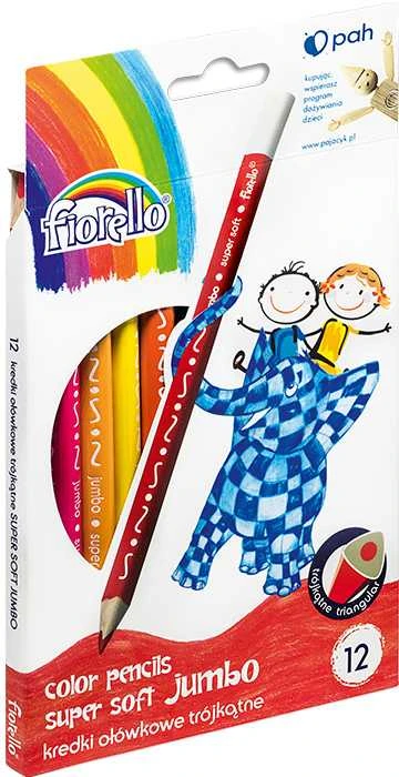 Grand Spalvoti tribriauniai pieštukai SUPER SOFT JUMBO, Fiorello, 12 sp.