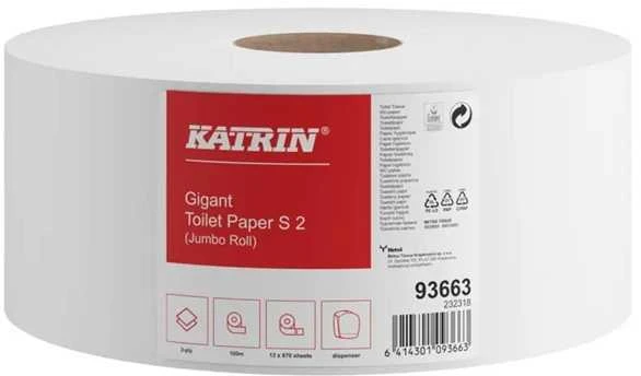 Tualetinis popierius KATRIN Gigant Jumbo S2, rulone, 100 m, 2 sl., celiuliozė