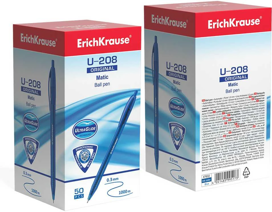Ultra glide automatinis tušinukas U-208 ORIGINAL MATIC, ErichKrause, 1.0mm, mėlynos sp.