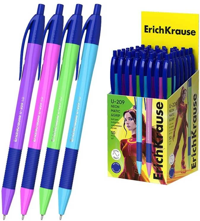 Ultra glide automatinis tušinukas U-209 NEON MATIC&GRIP, ErichKrause, 1.0mm, mėlynos sp.