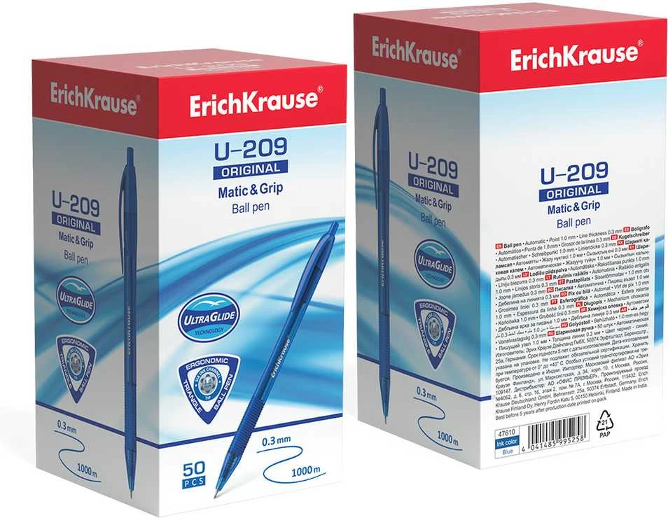 Ultra glide automatinis tušinukas U-209 ORIGINAL MATIC&GRIP, ErichKrause, 1.0mm, mėlynos sp.