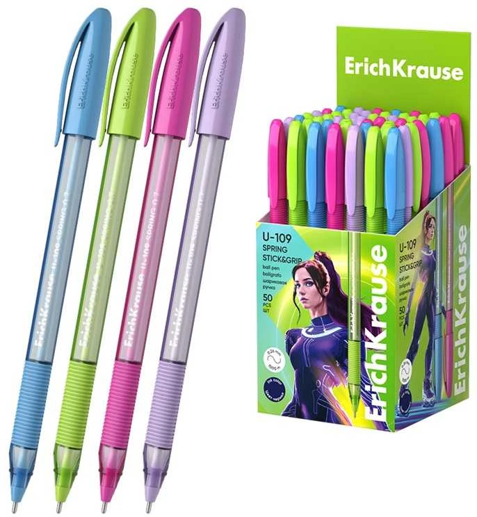 Ultra glide tušinukas U-109 SPRING STICK&GRIP, ErichKrause, 0.7mm, mėlynos sp.
