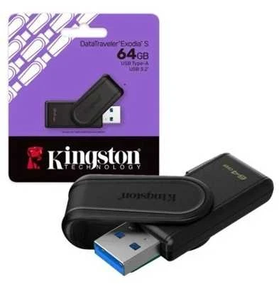 KINGSTON 64GB Portable USB 3.2 Gen 1 DataTraveler Exodia S Juodas/Juodas