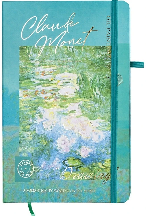 Užrašų knyga CLAUDE MONET , Centrum, A5, 80 lapų, 77gsm, linija, kietu viršeliu, su skirtuku ir gumele