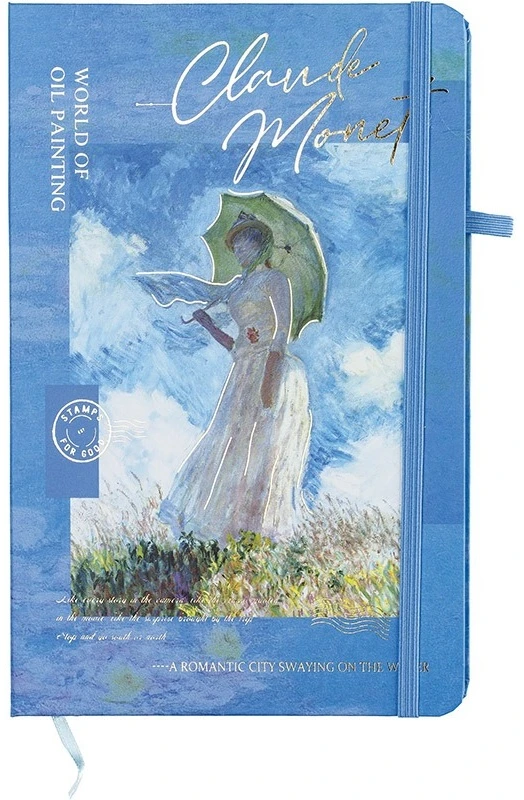 Užrašų knyga CLAUDE MONET , Centrum, A5, 80 lapų, 77gsm, linija, kietu viršeliu, su skirtuku ir gumele