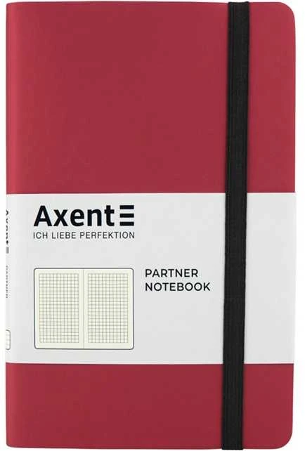 Užrašų knyga PARTNER SOFT, Axent, A5, 96 lapai, 80gsm, langeliais, minkštas PU viršelis, raudonos sp.
