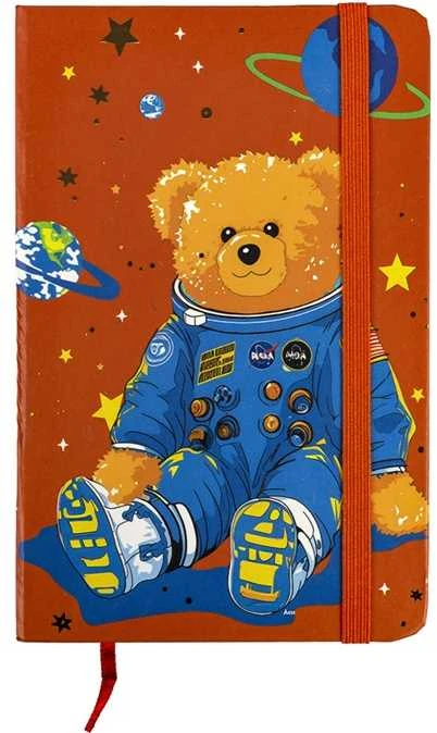 Užrašų knygelė BEAR IN SPACE, Centrum, A6, 80 lapų, 77gsm, linija, kietu viršeliu, su skirtuku ir gumele