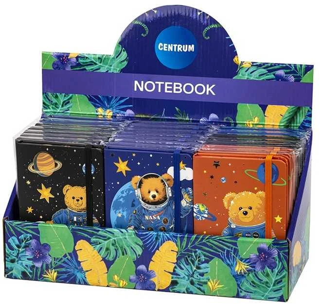 Užrašų knygelė BEAR IN SPACE, Centrum, A6, 80 lapų, 77gsm, linija, kietu viršeliu, su skirtuku ir gumele