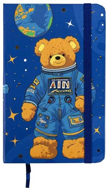 Užrašų knygelė BEAR IN SPACE, Centrum, A6, 80 lapų, 77gsm, linija, kietu viršeliu, su skirtuku ir gumele