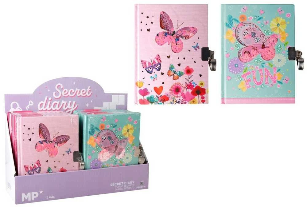 Užrašų knygelė - dienoraštis BUTTERFLIES & FLOWERS, MP, A5, 80 lapų, 80gsm, su spynele