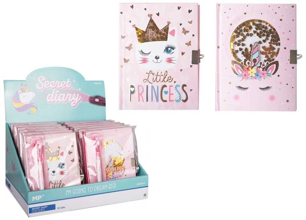 Užrašų knygelė - dienoraštis LITTLE PRINCESS & UNICORN, MP, A5, 80 lapų, 80gsm, su spynele ir magišku rašikliu