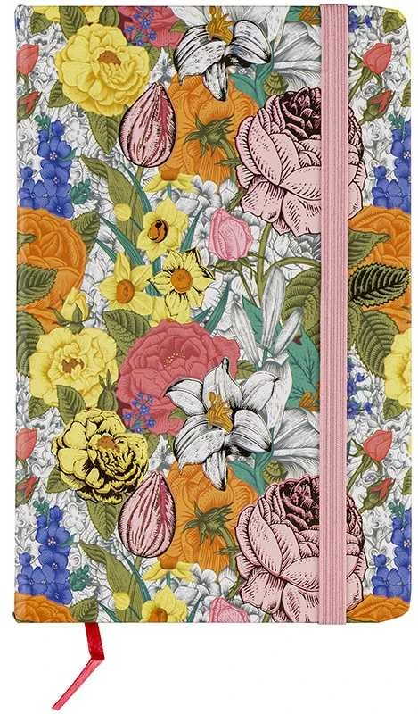 Užrašų knygelė A6, kietu viršeliu, linija, Flowers, 80 lapų