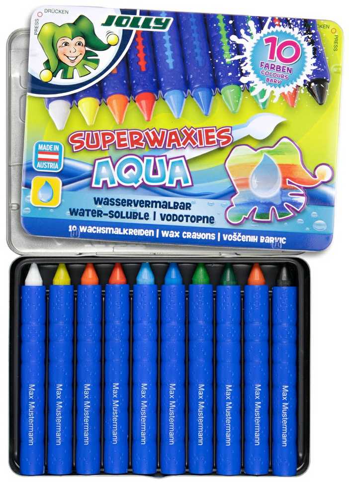 Vaškinės kreidelės SUPERWAXIES AQUA, Jolly, 10 sp.