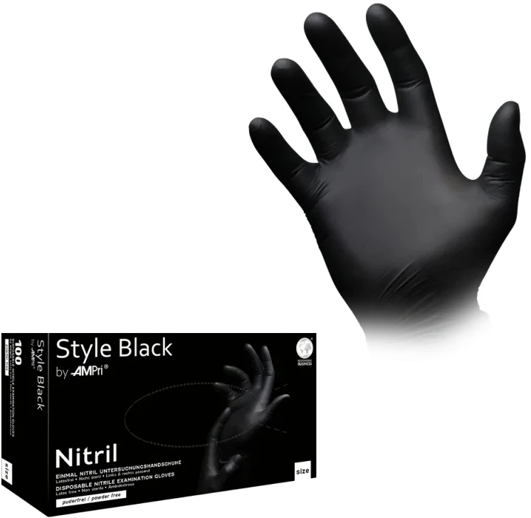 Maxwell Nitrilo pirštinės be pudros juodos Style Juodas, dydis L, 100 vnt.