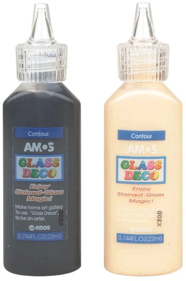 Kw Office Vitražinių dažų kontūras GD22D24BG, AMOS, 22ml, juodos/aukso sp.