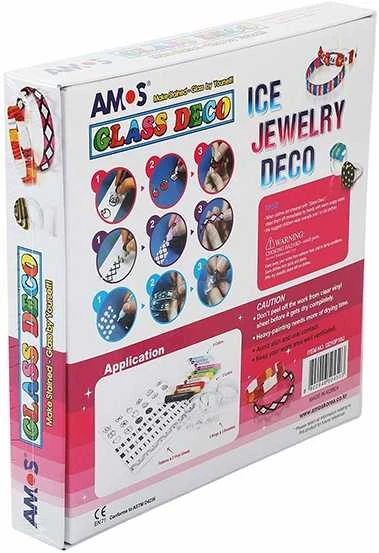 Vitražinių dažų rinkinys ICE JEWELERY, Amos, 10 spalvų po 10,5ml + 3 apyrankės + 5 žiedai