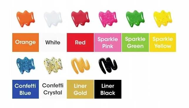 Vitražinių dažų rinkinys ICE JEWELERY, Amos, 10 spalvų po 10,5ml + 3 apyrankės + 5 žiedai