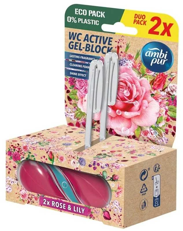 WC valiklis-gaiviklis AMBI PUR Rose & Lily, 2x45 g