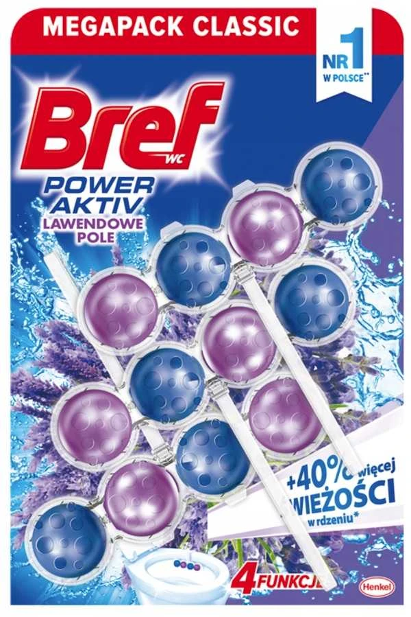 WC valiklis-gaiviklis BREF POWER AKTIV LAVENDER, 3×50 g