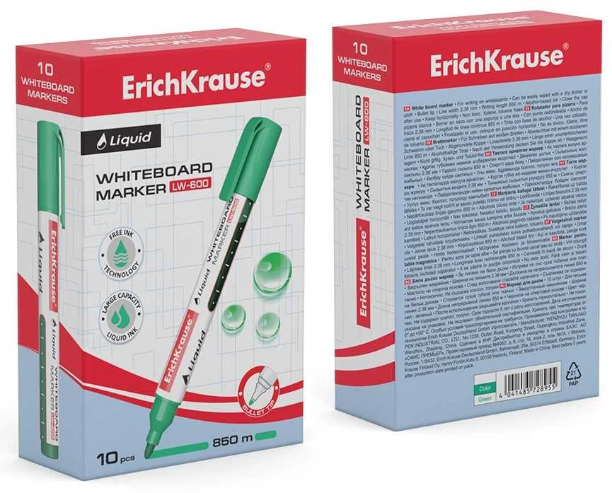 Žymeklis baltai lentai LIQUID TANK LW-600, ErichKrause, 2.5 mm, žalios sp.