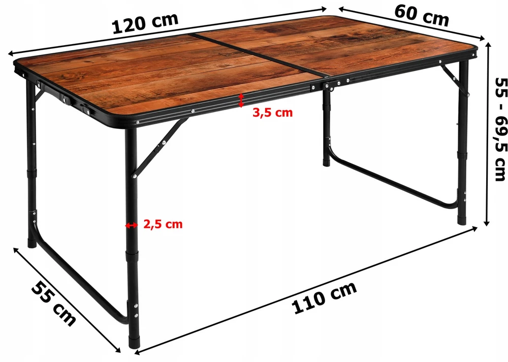 Outdorium Bipohome TRIP kempingo sulankstomas turistinis stalas 120x60 cm loftas