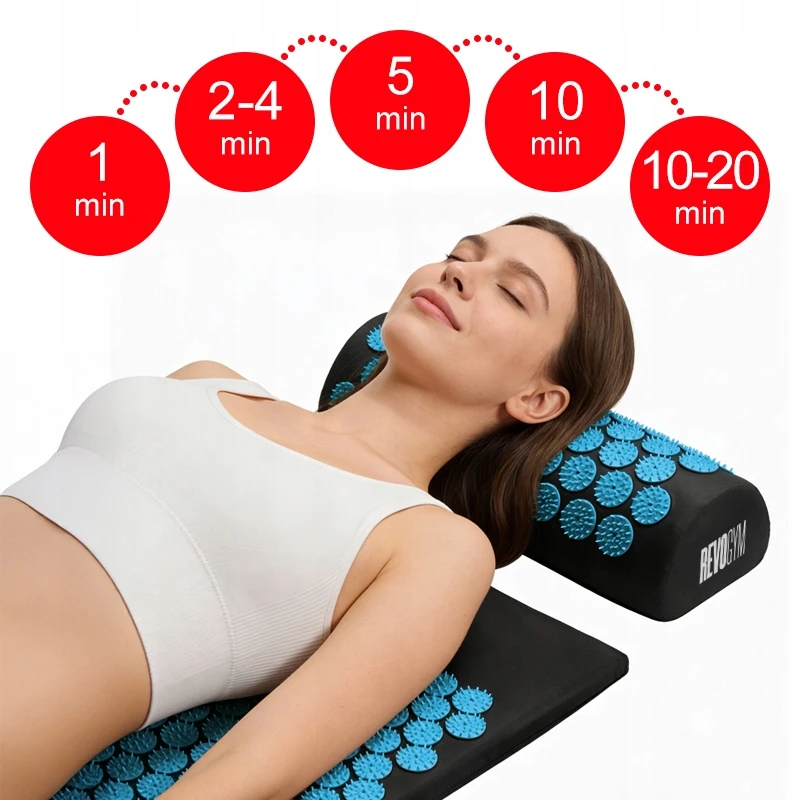 Akupresūros kilimėlis su pagalve Revogym, 105x40 cm, mėlynas