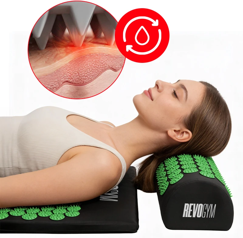 Akupresūros kilimėlis su pagalve Revogym, 105x40 cm, žalias