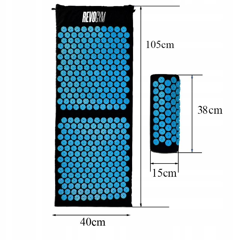 Akupresūros kilimėlis su pagalve Revogym, 105x40 cm, mėlynas
