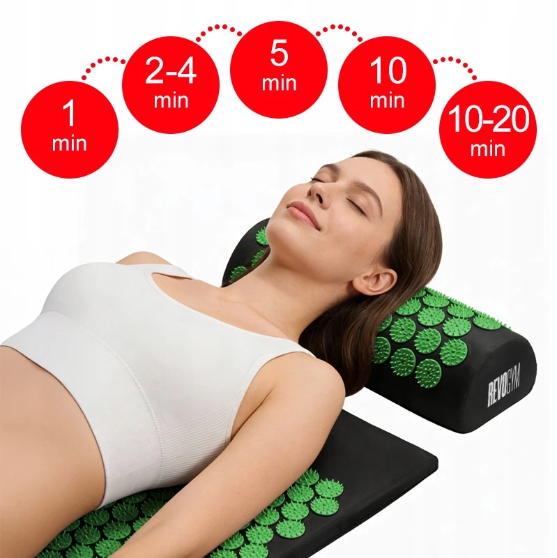 Akupresūros kilimėlis su pagalve Revogym, 105x40 cm, žalias