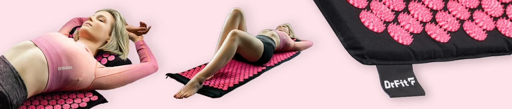 Akupresūros masažinis kilimėlis DrFIT, juodas/rožinis