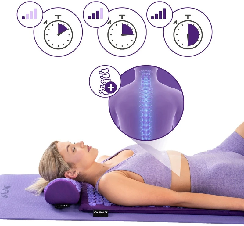 Akupresūros masažinis kilimėlis DrFIT, violetinis