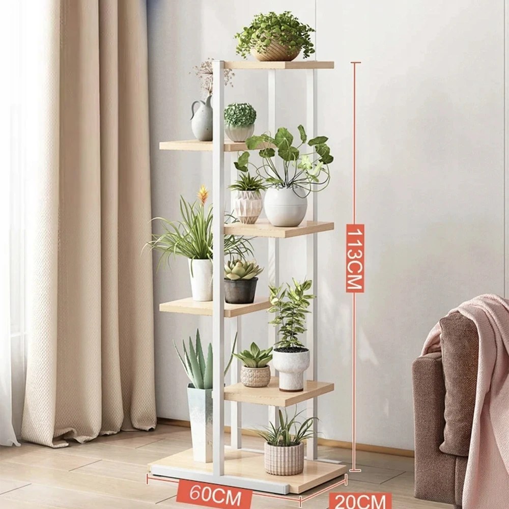 Augalų lentyna LAZYhome, 6 lentynos, balta ir smėlio