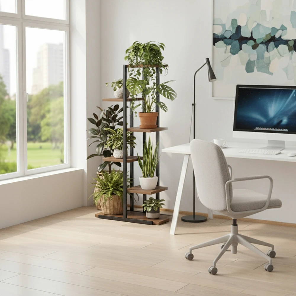 Augalų lentyna LAZYhome, ruda/juodos spalvos